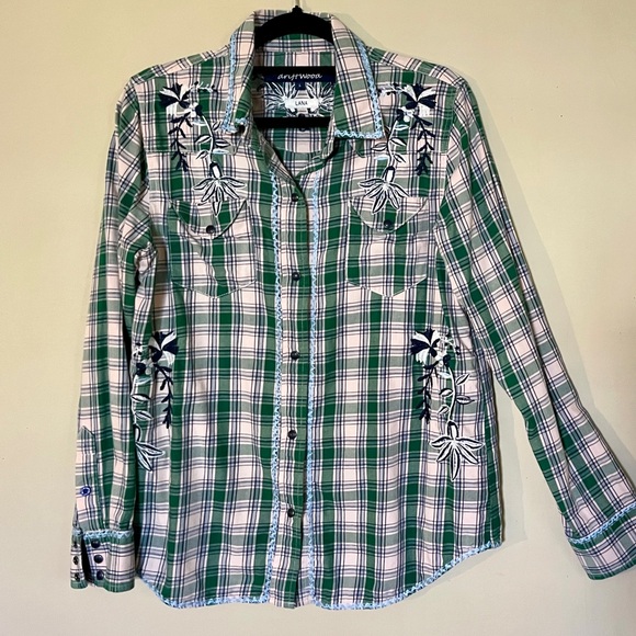 Driftwood | Lana Embroidered Plaid Snap Front Western Shirt - Picture 4 of 10